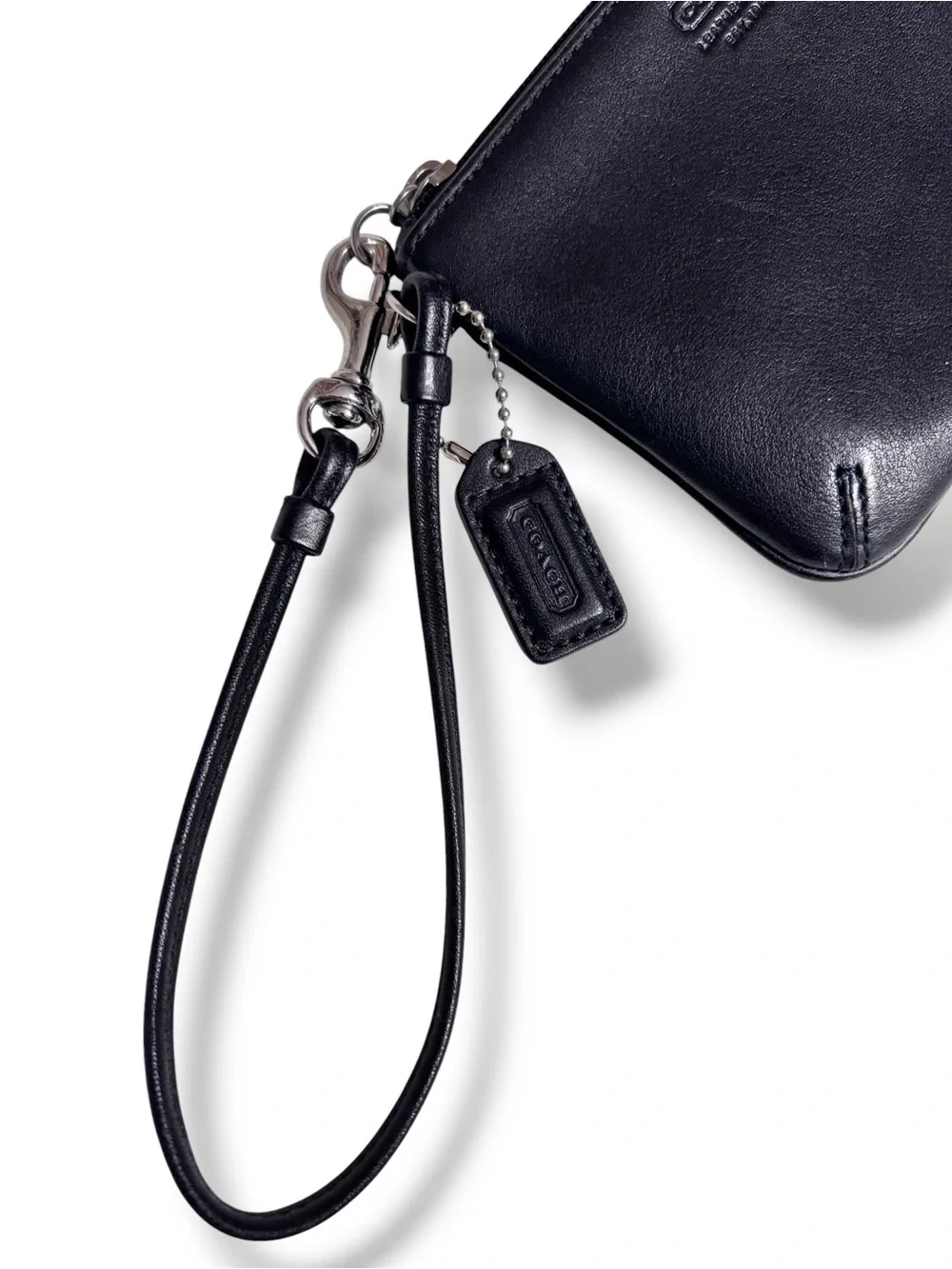 COACH Black Leather Zip Top Wristlet VINTAGE